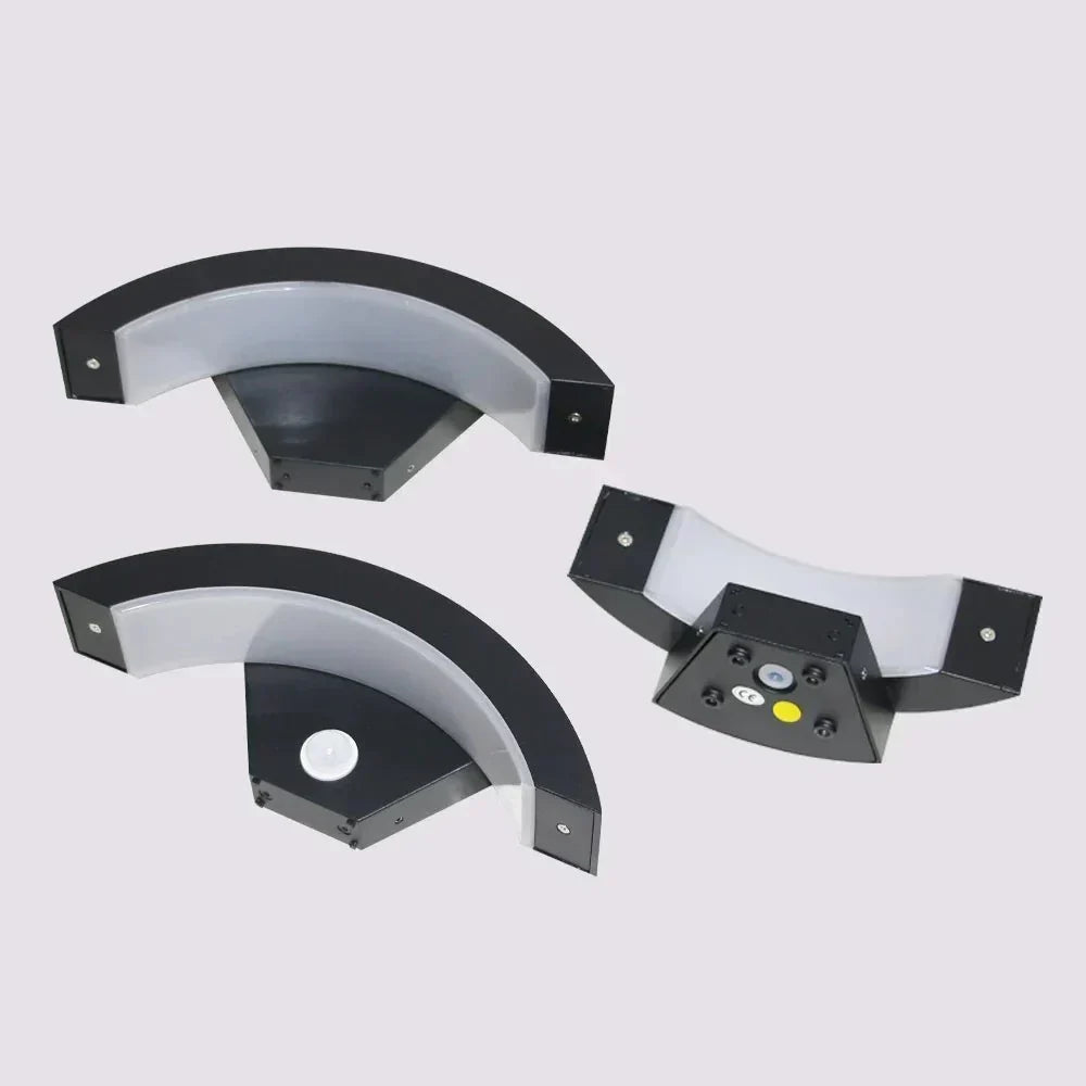 Gebogen LED Wandlamp met Bewegingssensor Buitenverlichting Aluminium Waterdicht IP65 Tuinverlichting 18W-30W