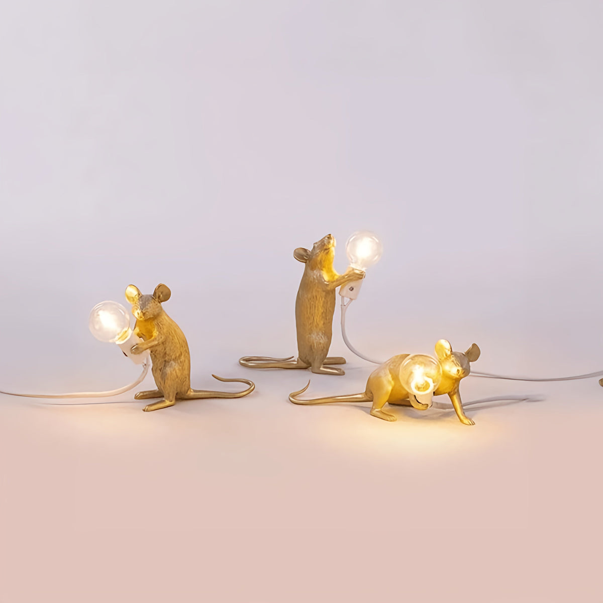 Decoratieve Tafellamp met Dierenfiguur - Hars - Gouden en Witte Muis - E12 - Warme Sfeerverlichting voor Woonkamer Slaapkamer Kantoor