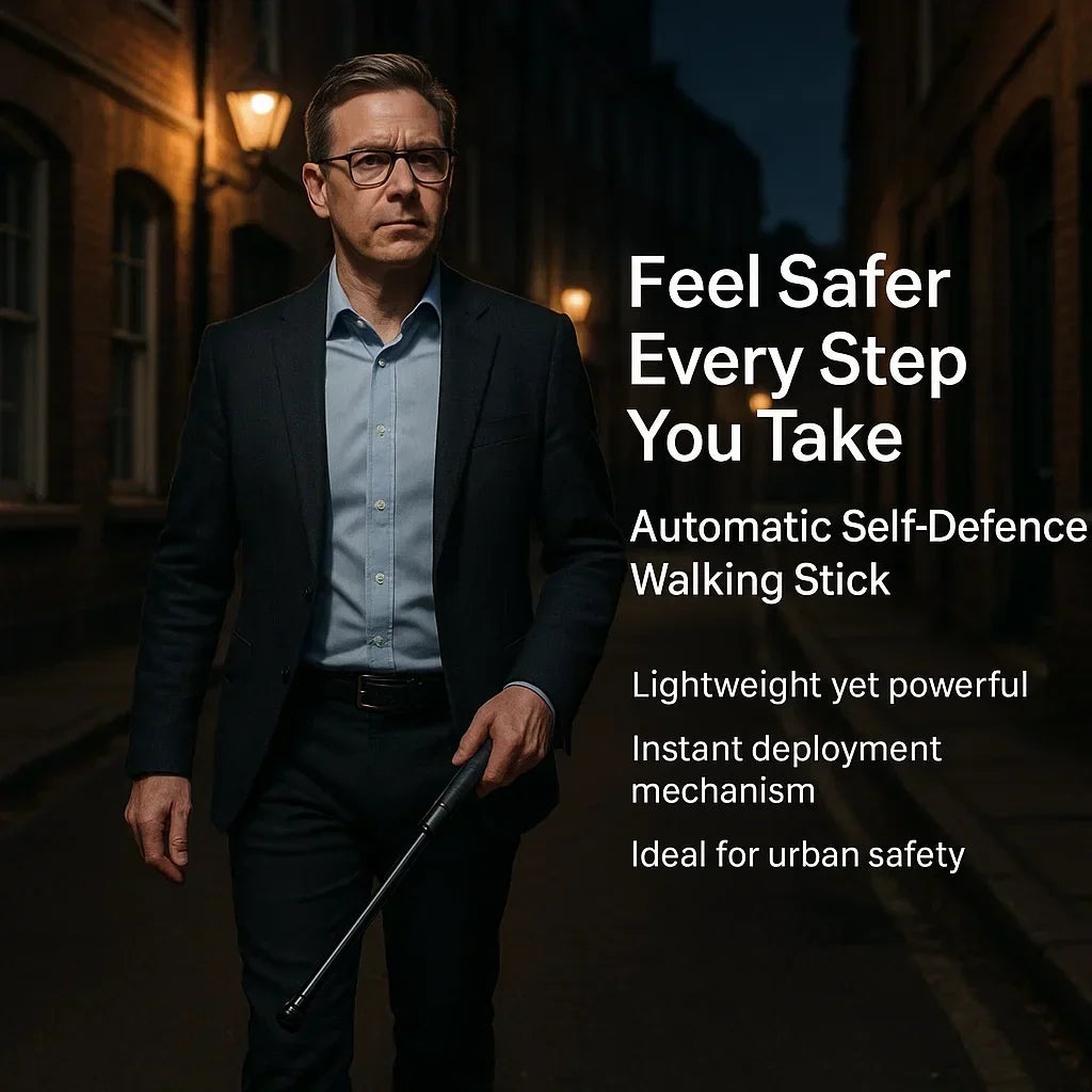 Automatische Zelfverdediging Wandelstok voor Wandelen en Stedelijke Veiligheid - Telescopisch Ontwerp met Anti-Slip Grip