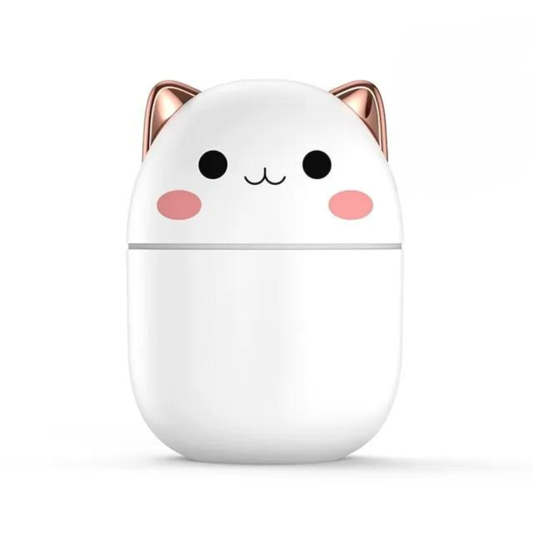 Katten Luchtbevochtiger met LED Nachtlampje - 250ml Bevochtiging voor Slaapkamer Bureau Kinderkamer