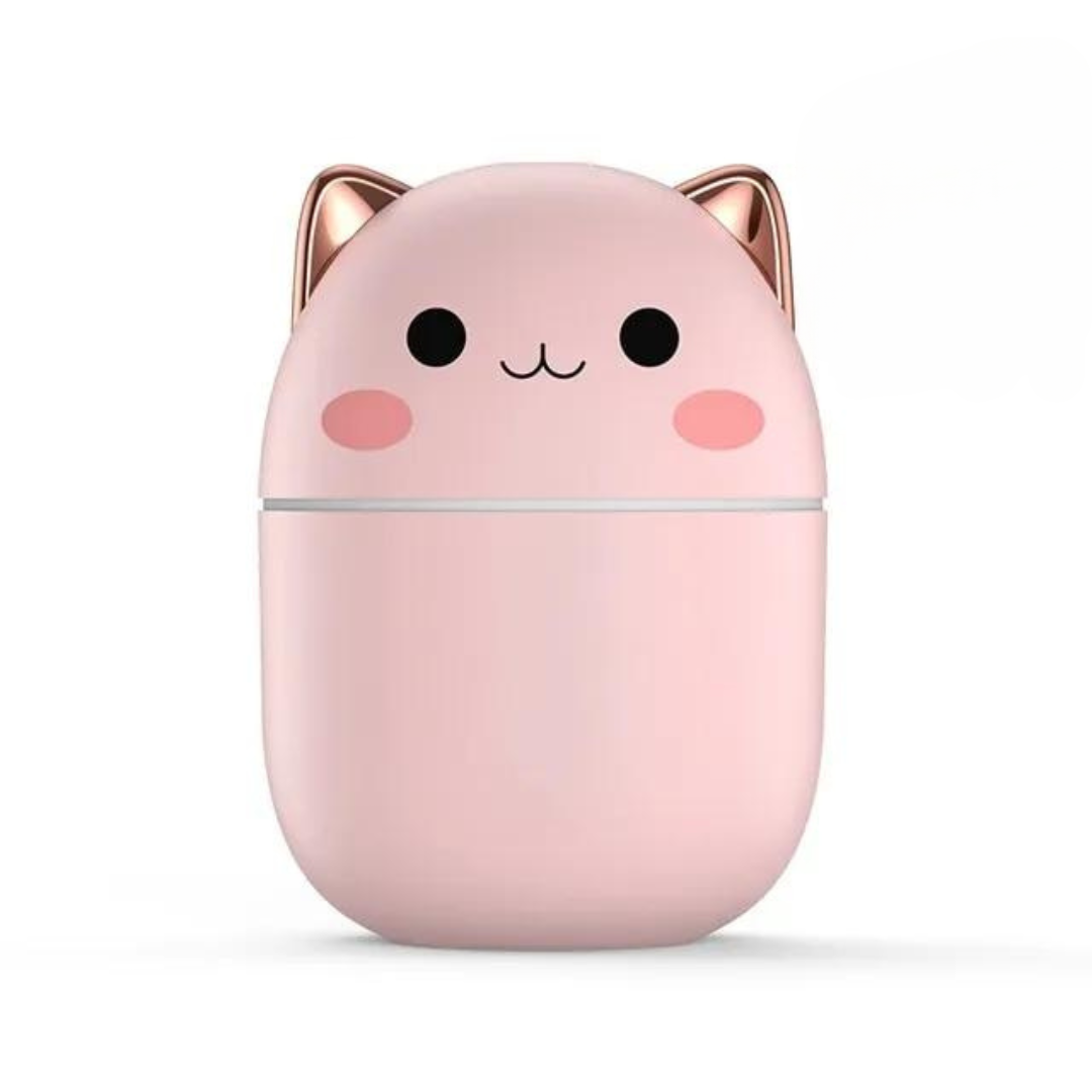 Katten Luchtbevochtiger met LED Nachtlampje - 250ml Bevochtiging voor Slaapkamer Bureau Kinderkamer