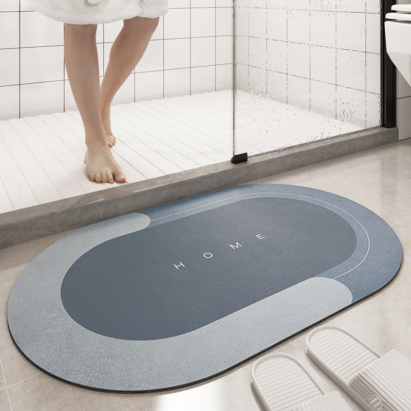 Sneldrogende Badmat met Hoge Absorptiekracht Grijs Beige Blauw Groen Ovaal Rechthoekig Microvezelbadmat voor Douche en Bad Badkamertextiel