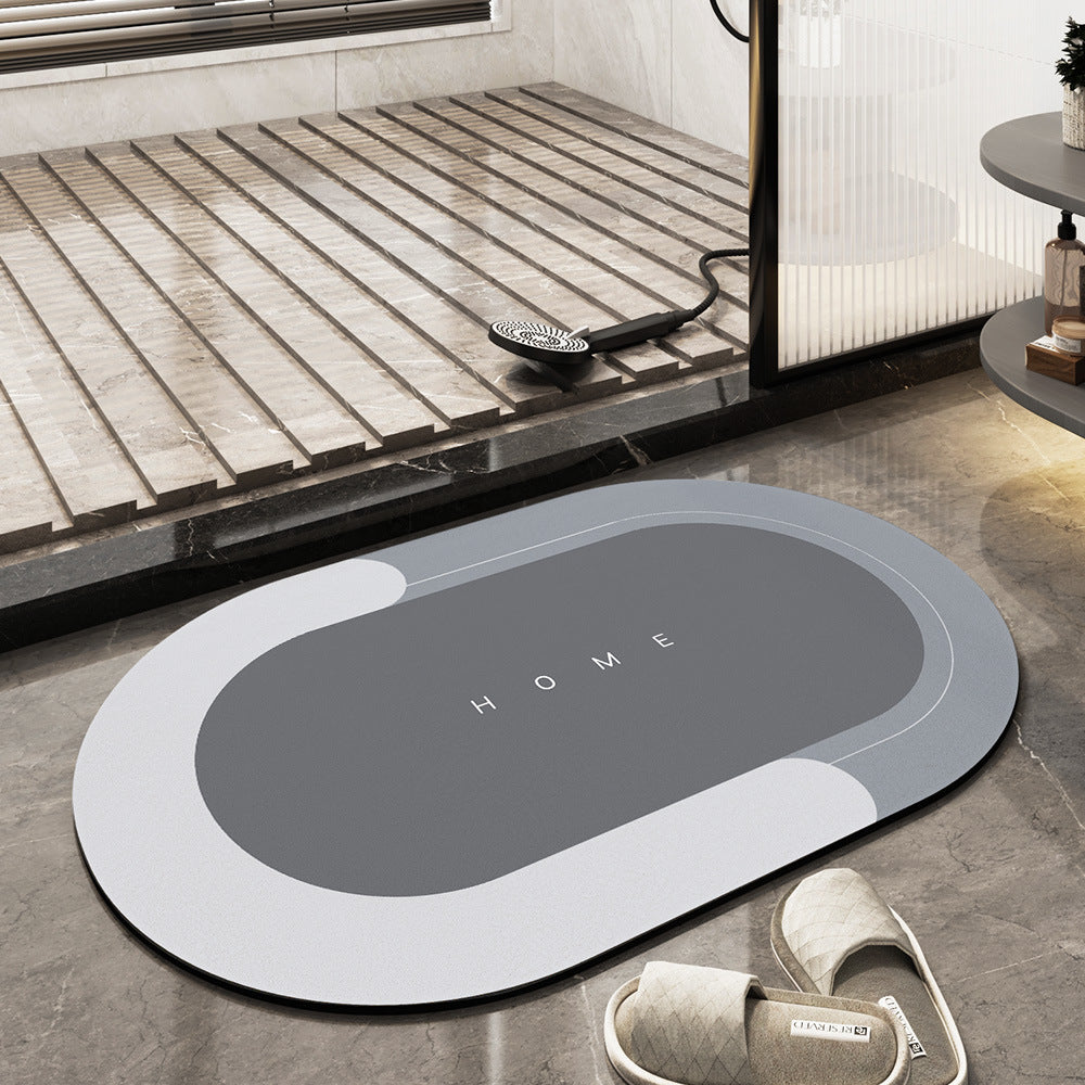 Sneldrogende Badmat met Hoge Absorptiekracht Grijs Beige Blauw Groen Ovaal Rechthoekig Microvezelbadmat voor Douche en Bad Badkamertextiel