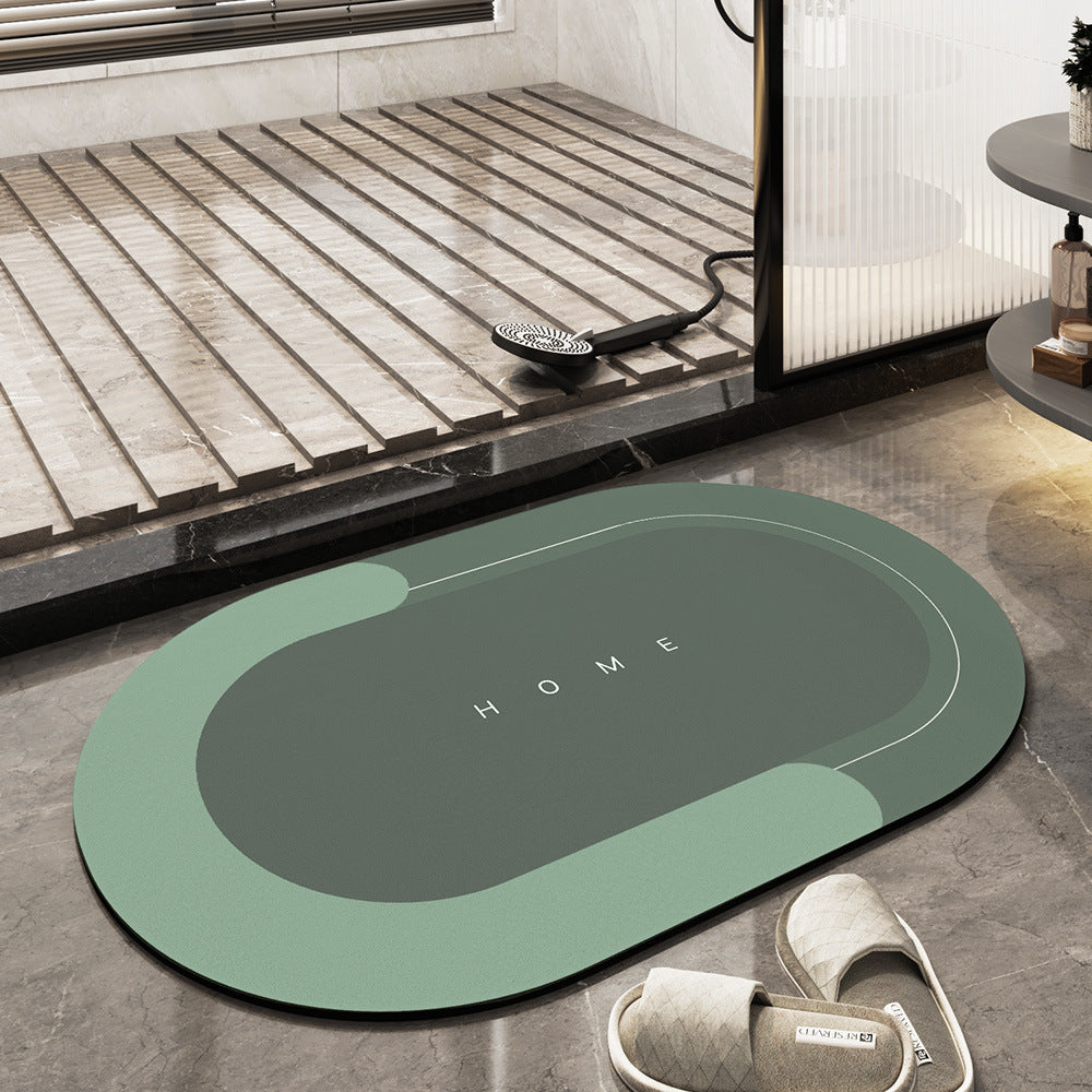 Sneldrogende Badmat met Hoge Absorptiekracht Grijs Beige Blauw Groen Ovaal Rechthoekig Microvezelbadmat voor Douche en Bad Badkamertextiel