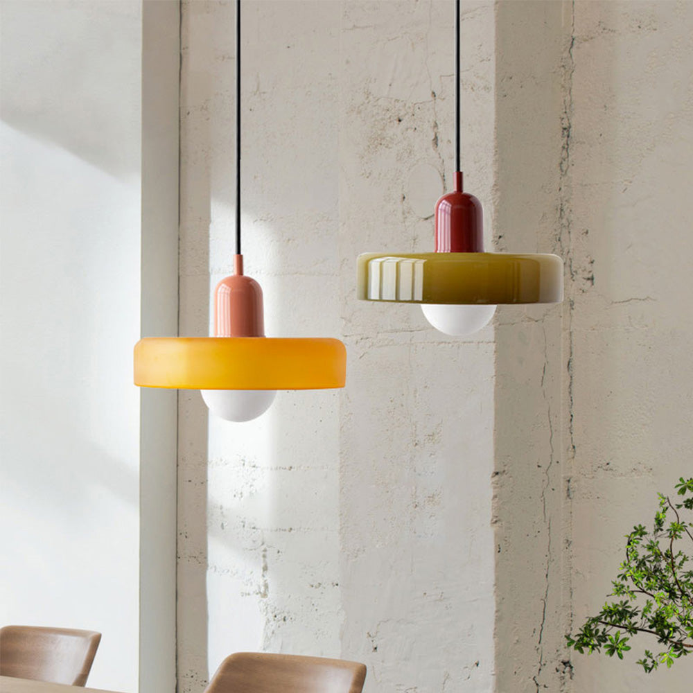 Geometrische Hanglamp Gekleurd Glas E27 Verstelbaar Eettafel Keukeneiland Retro Design Sfeerverlichting