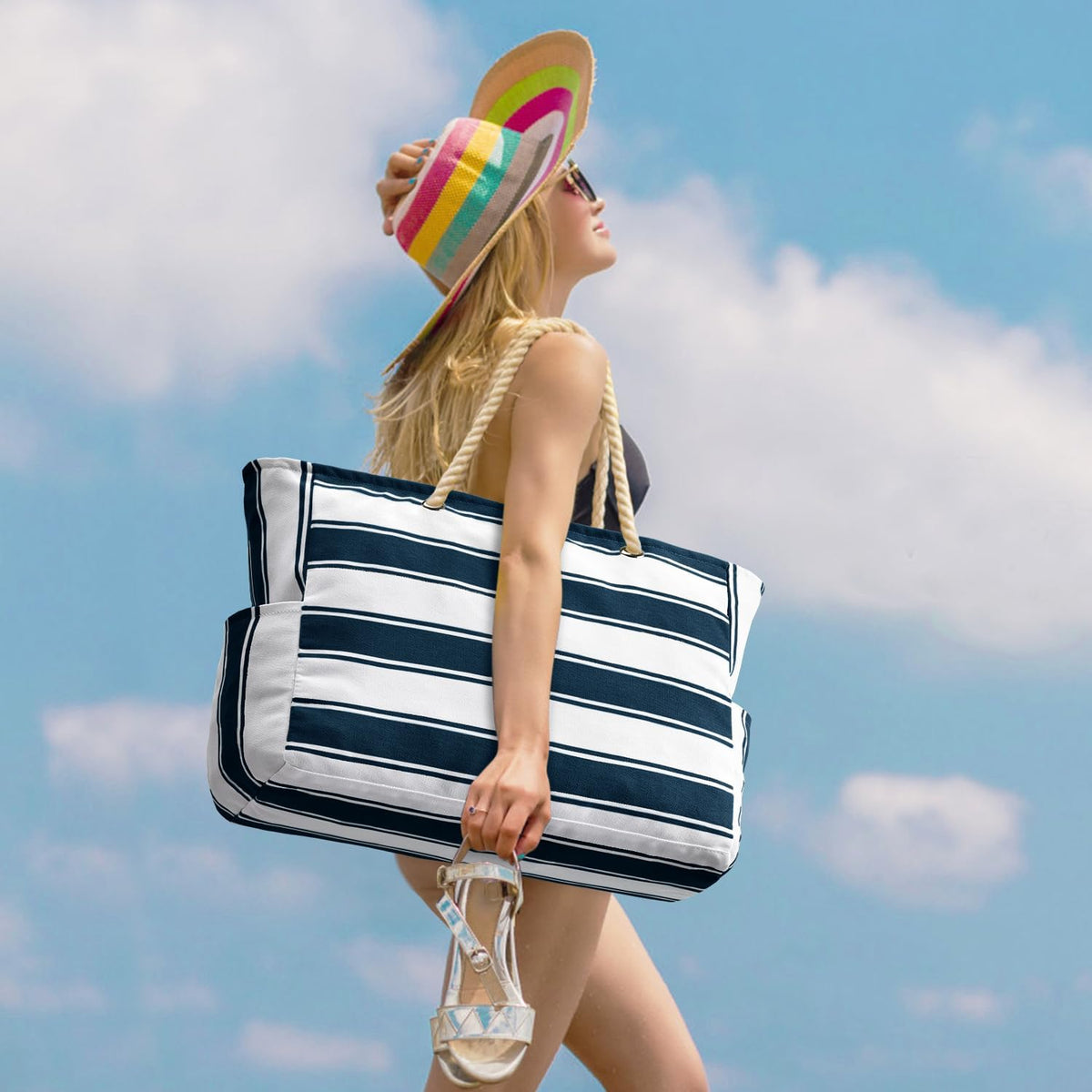 Waterbestendige Strandtas Oversized met Zandwerende Binnenvulling - Perfecte Zomertas voor Strand, Zwembad en Reizen