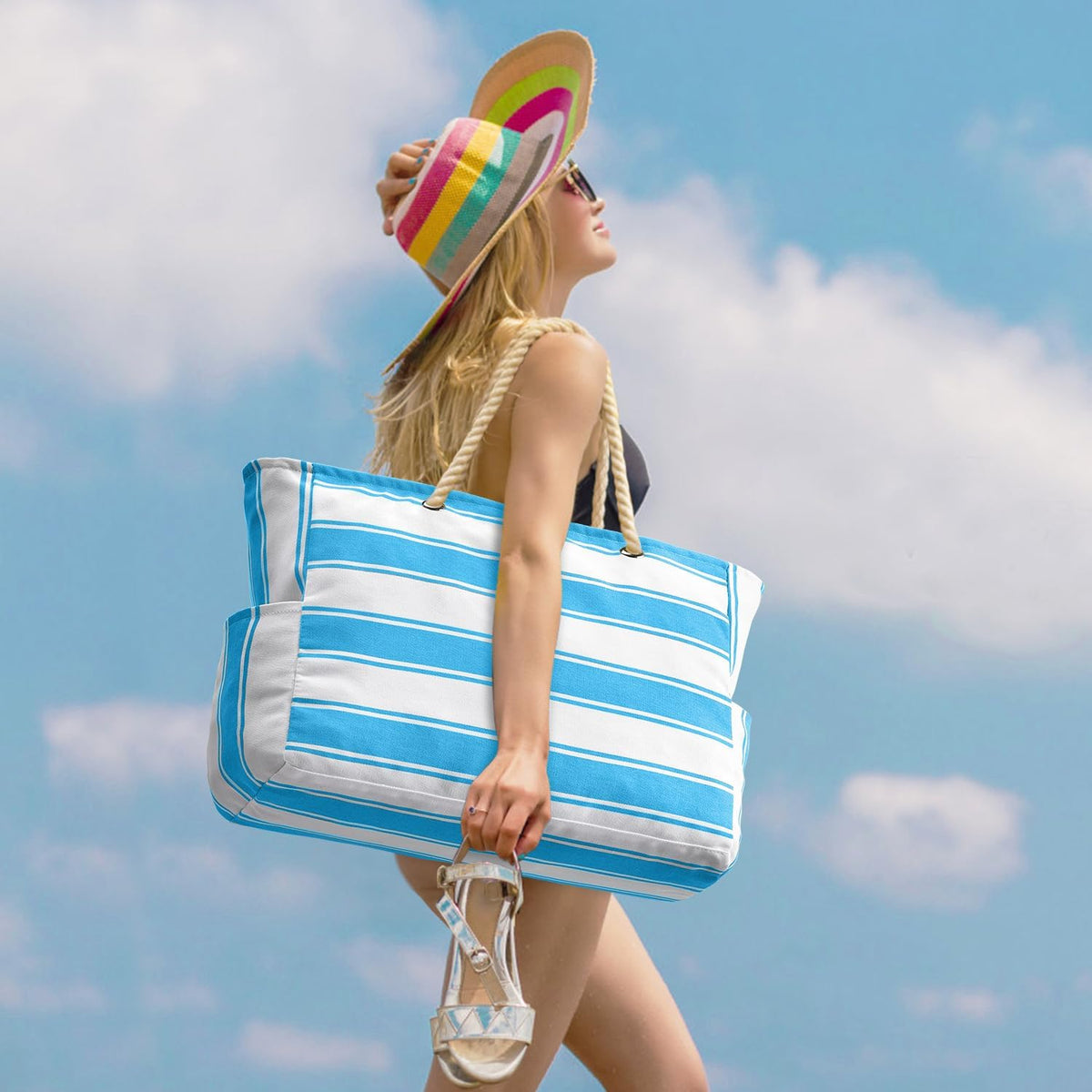 Waterbestendige Strandtas Oversized met Zandwerende Binnenvulling - Perfecte Zomertas voor Strand, Zwembad en Reizen