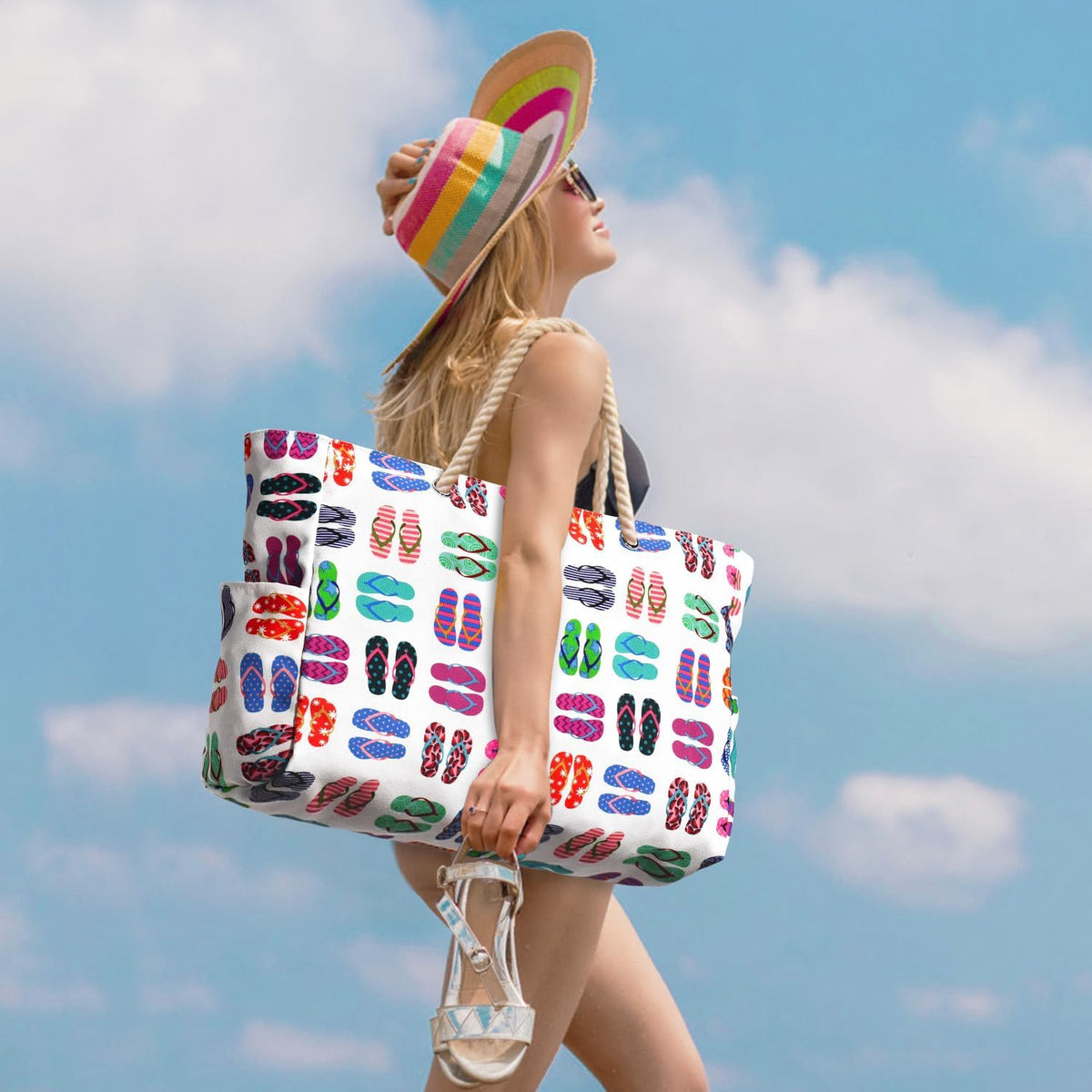 Waterbestendige Strandtas Oversized met Zandwerende Binnenvulling - Perfecte Zomertas voor Strand, Zwembad en Reizen