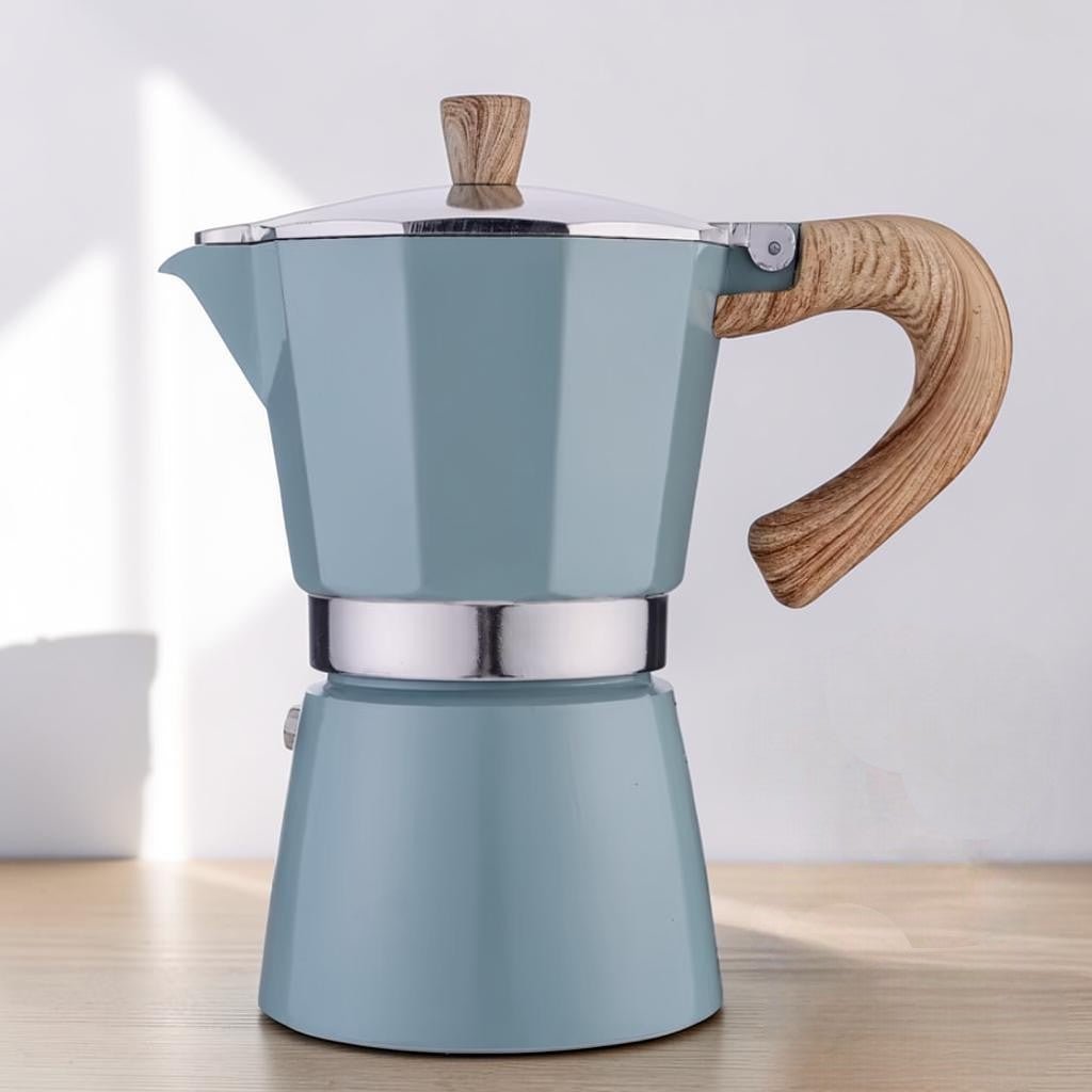 Espressokan Aluminium Blauw Moka Koffiemaker Stovetop 150ml 300ml Italiaans Design Koffiezetten Thuis