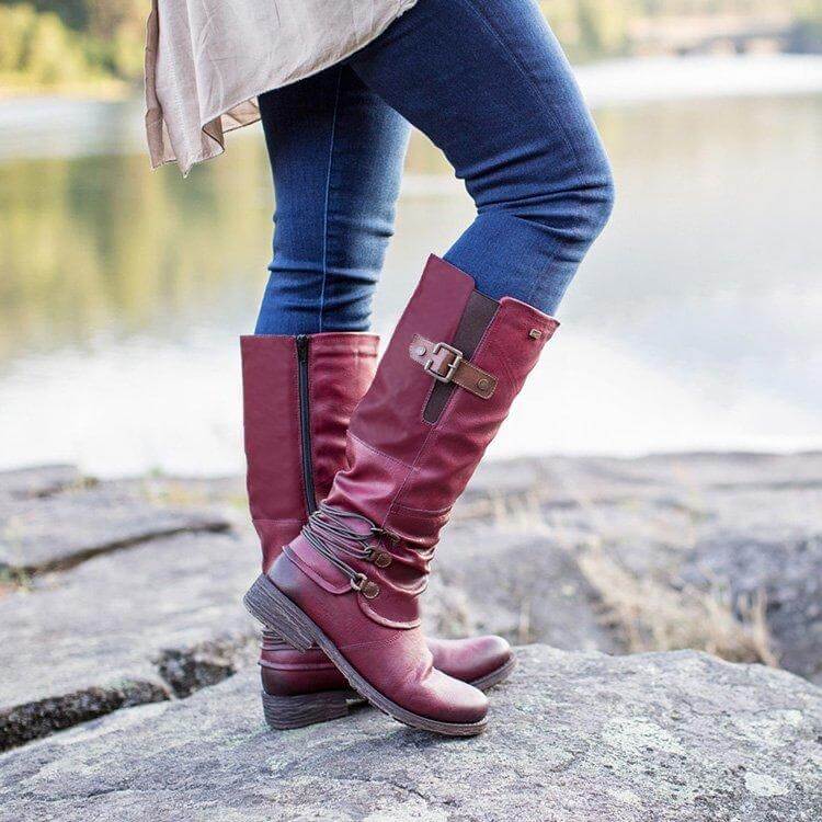 Leren Dames Ritslaarzen - Comfortabel & Warm voor Herfst en Winter