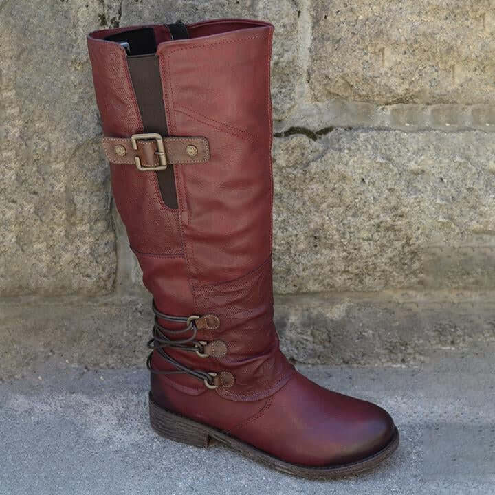 Leren Dames Ritslaarzen - Comfortabel & Warm voor Herfst en Winter