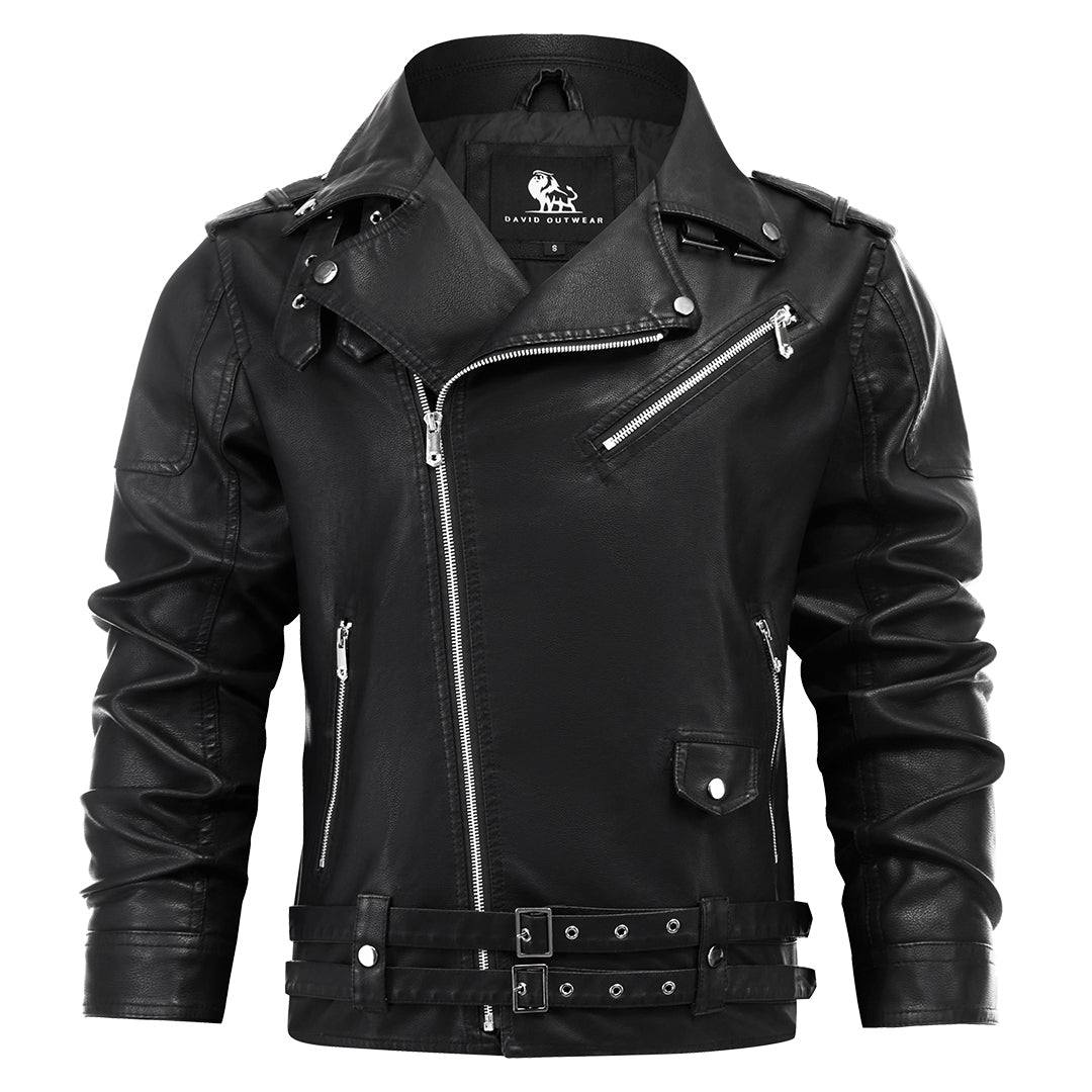 Leren Herenjack Boulevard Stijl PU Leer Zwart Waterbestendig All-Season Biker Motorjas voor Heren Casual