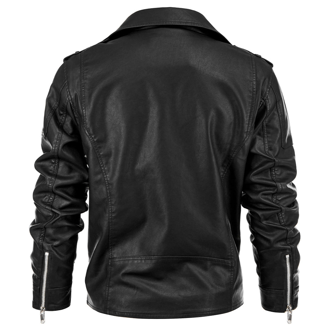 Leren Herenjack Boulevard Stijl PU Leer Zwart Waterbestendig All-Season Biker Motorjas voor Heren Casual