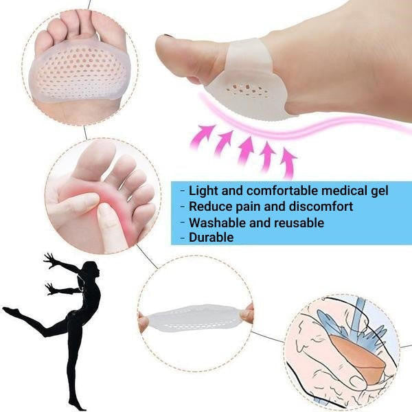 Ademende Gel Voetpads Set van 2 Stuks voor Voorvoet Comfort Drukverlichting bij Wandelen Sport en Dagelijks Gebruik