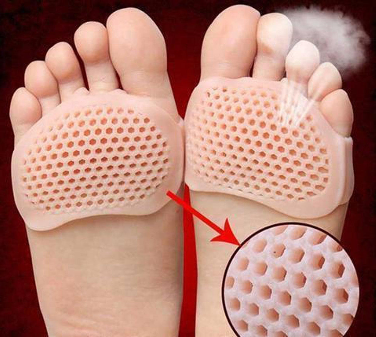 Ademende Gel Voetpads Set van 2 Stuks voor Voorvoet Comfort Drukverlichting bij Wandelen Sport en Dagelijks Gebruik
