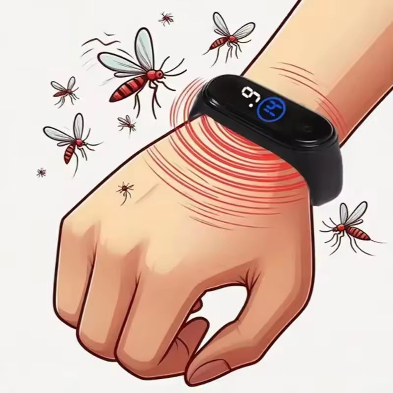 Draagbare Ultrasonische Muggenverdrijver Polsband Chemievrij Insectenbescherming voor Outdoor Camping Wandelen