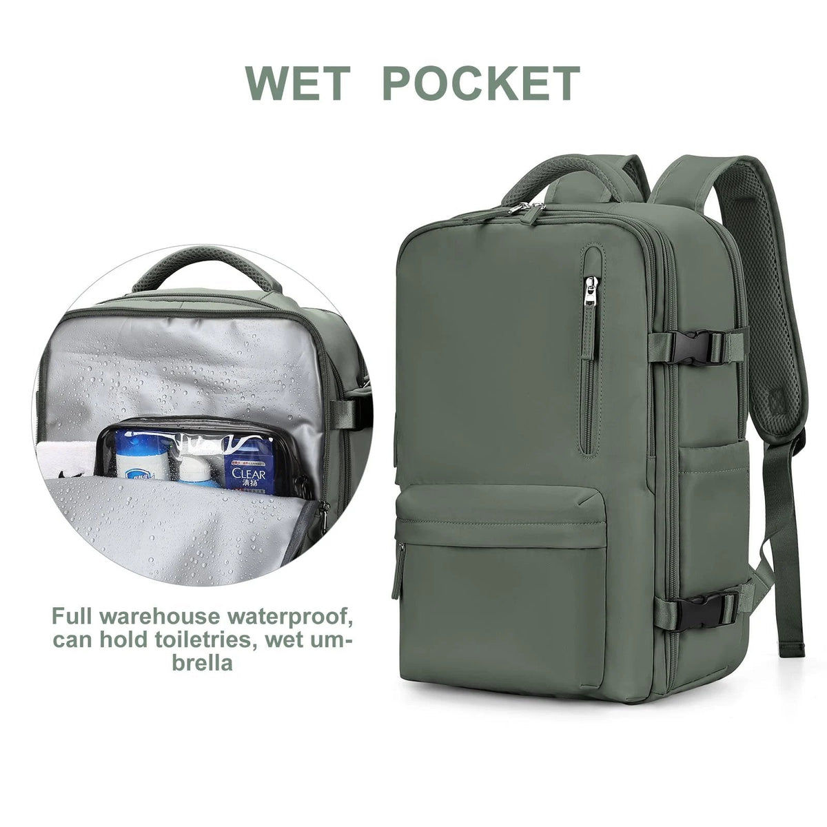 Waterdichte Dames Reistas 35L Multifunctionele Wandelrugzak met USB-Poort en Anti-Diefstal
