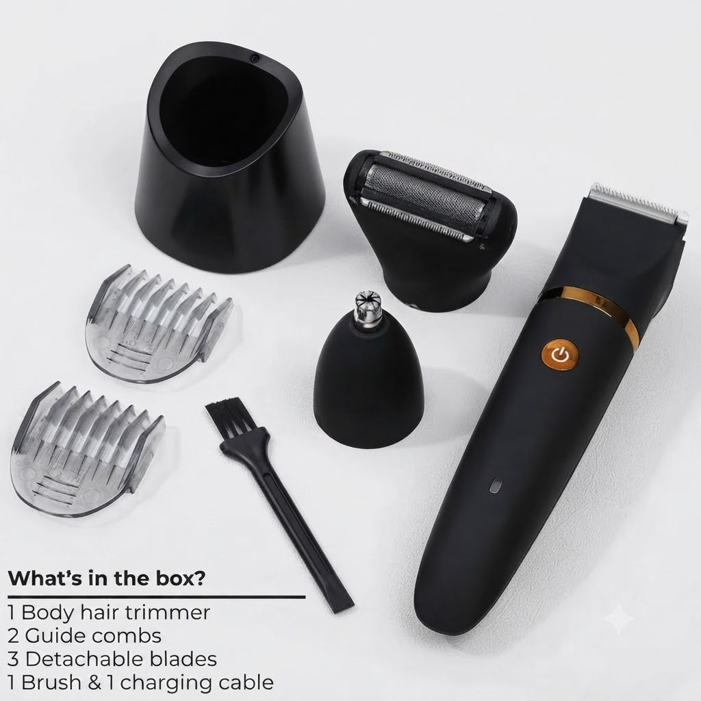 Elektrische Bodygroomer 3-in-1 Trimmer voor Mannen IPX7 Waterbestendig USB-C Oplaadbaar Lichaamsverzorging