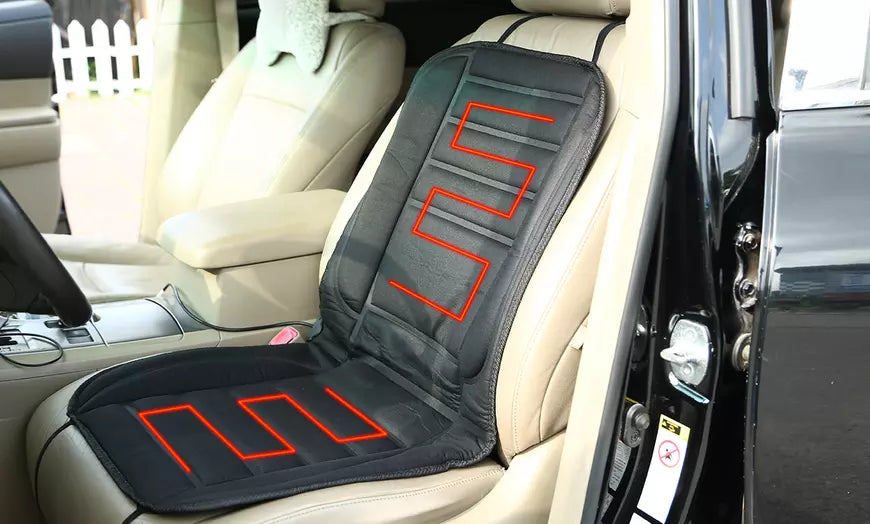 Verwarmde Autostoelhoes Zwart Universeel Volledige Bedekking 12V 45W Comfortabel Warm Winterrijden Auto