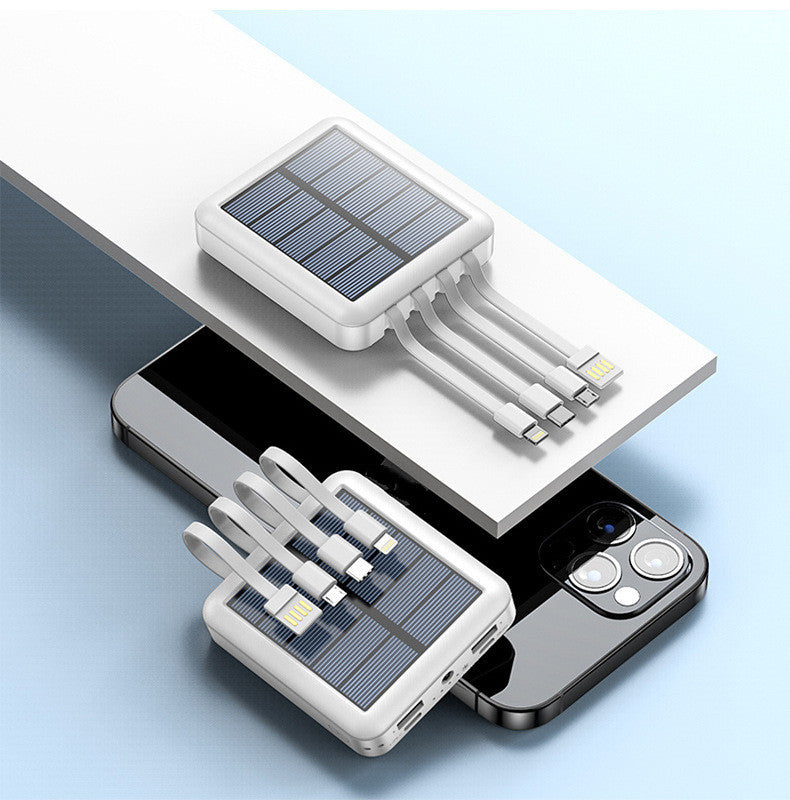 Draagbare Zonne-Energie Powerbank met LED-Zaklamp en Meerdere Oplaadpoorten - Ideaal voor Outdoor, Camping en Noodgevallen