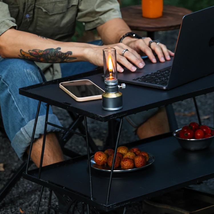 Vintage Campinglamp op Butaan met Verstelbare Vlam - Compact Buitenlicht voor Wandelaars en Avonturiers
