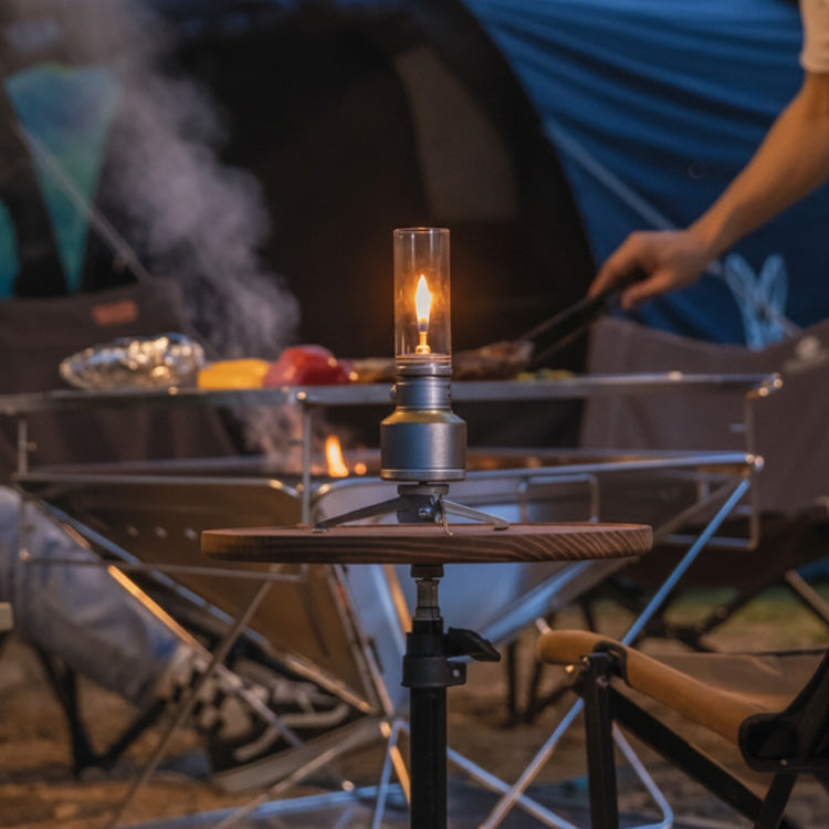 Vintage Campinglamp op Butaan met Verstelbare Vlam - Compact Buitenlicht voor Wandelaars en Avonturiers