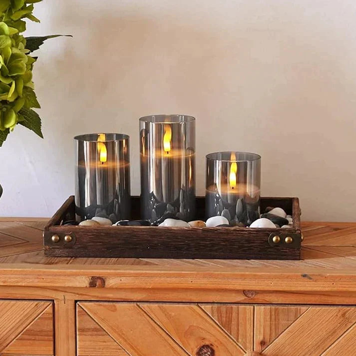 Draadloze LED-Kaarsen Set 3 Stuks Vlameffect Afstandsbediening Timer Warm Wit Sfeerlicht Woonkamer Decoratie