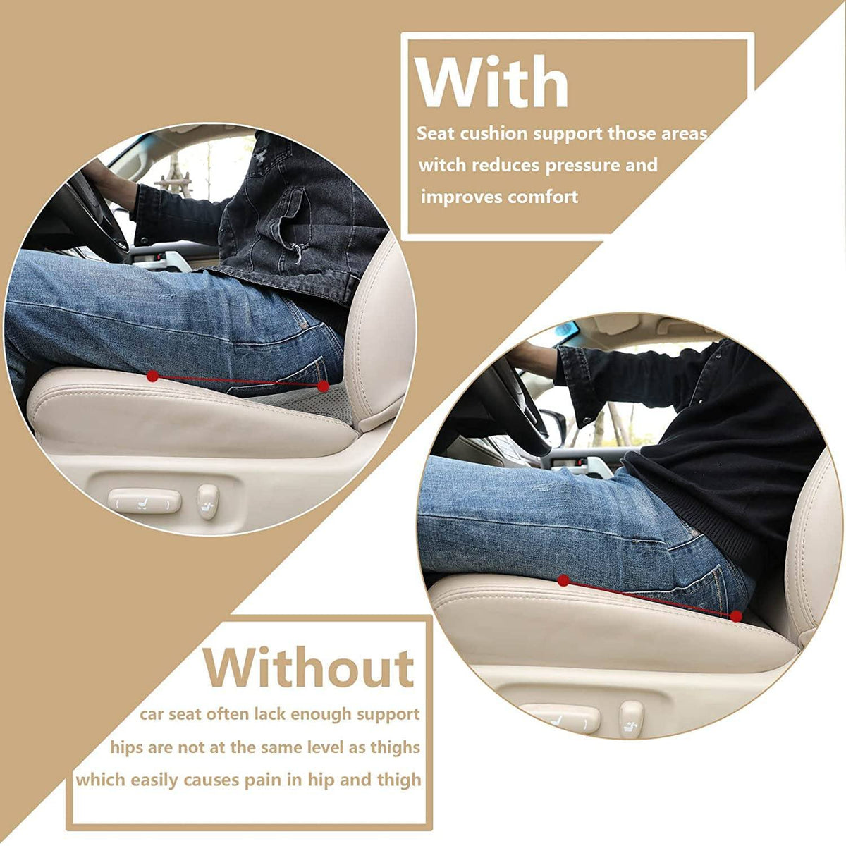Ergonomisch Verhogend Autostoelkussen Memory Foam Kleine Bestuurders Comfort Zwart Beige Bruin Rood Auto