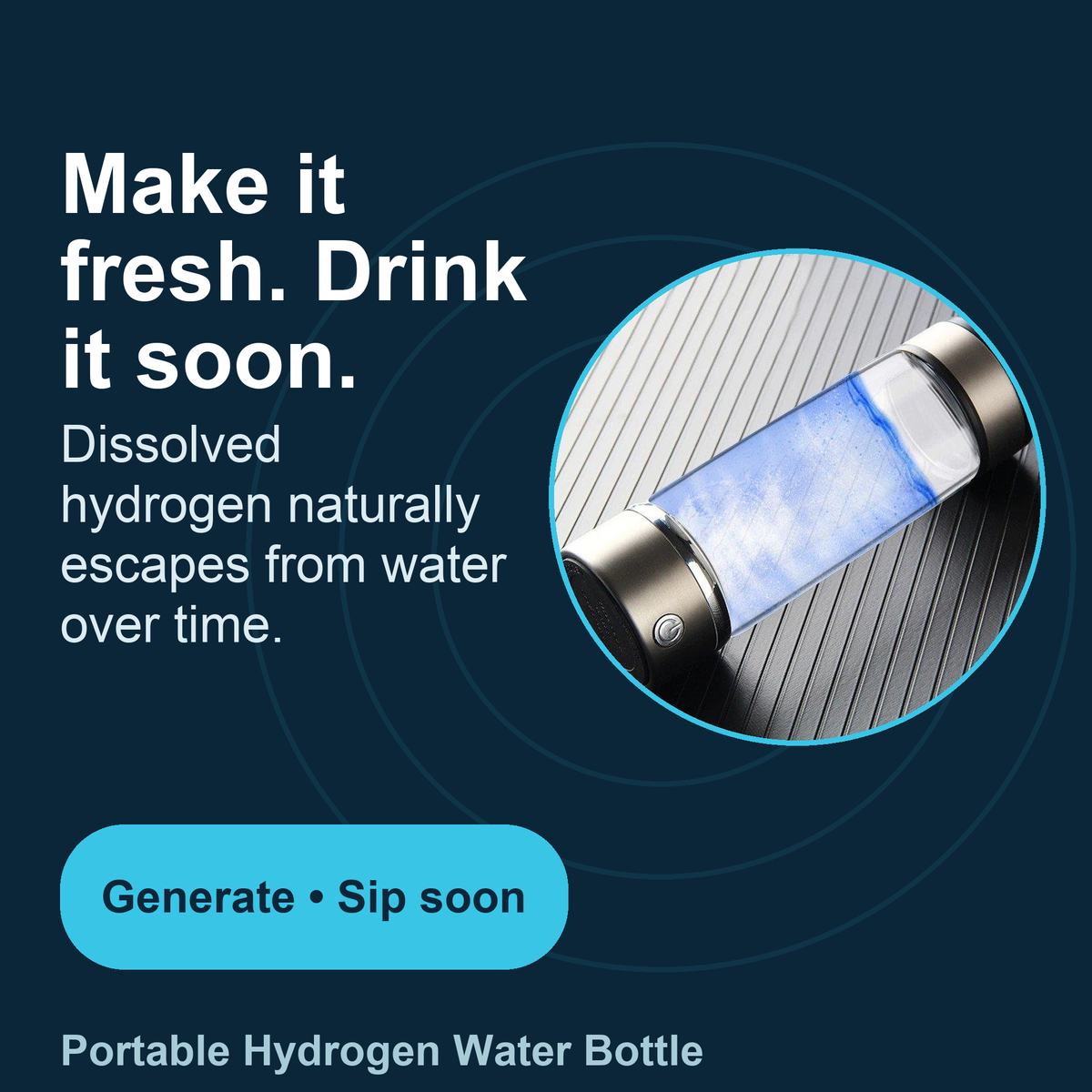 Draagbare Waterstofwaterfles 420ml Oplaadbaar USB-C Eenknopsbediening Gezond Water Onderweg Hydratatie