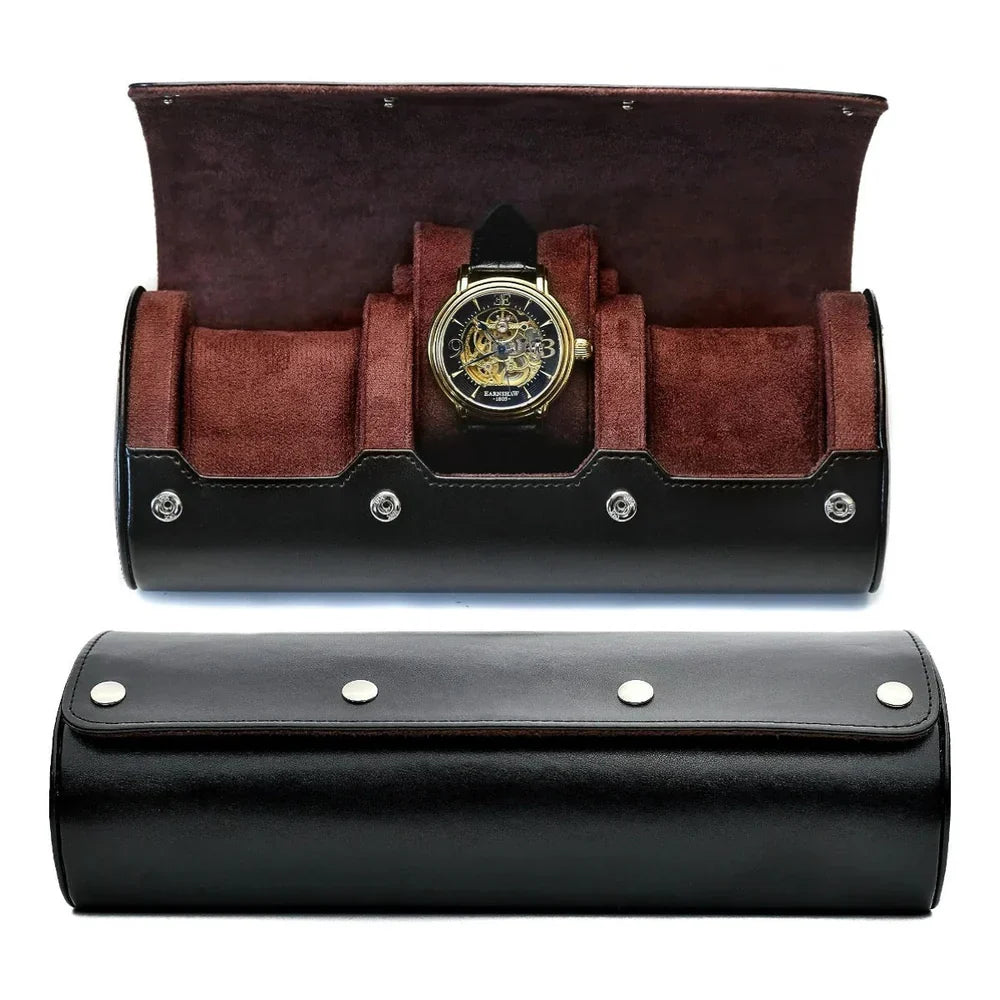 Horlogebox Leer met Velours Binnenkant 3 of 6 Vakken Reisorganizer Opbergdoos Horloge Bewaarbox Display