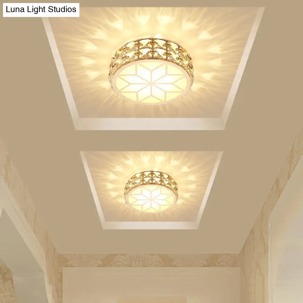 Kristallen Plafondlamp Rond LED Inbouw Champagne Goud 15-20cm Gang Hal Slaapkamer Moderne Luxe Verlichting