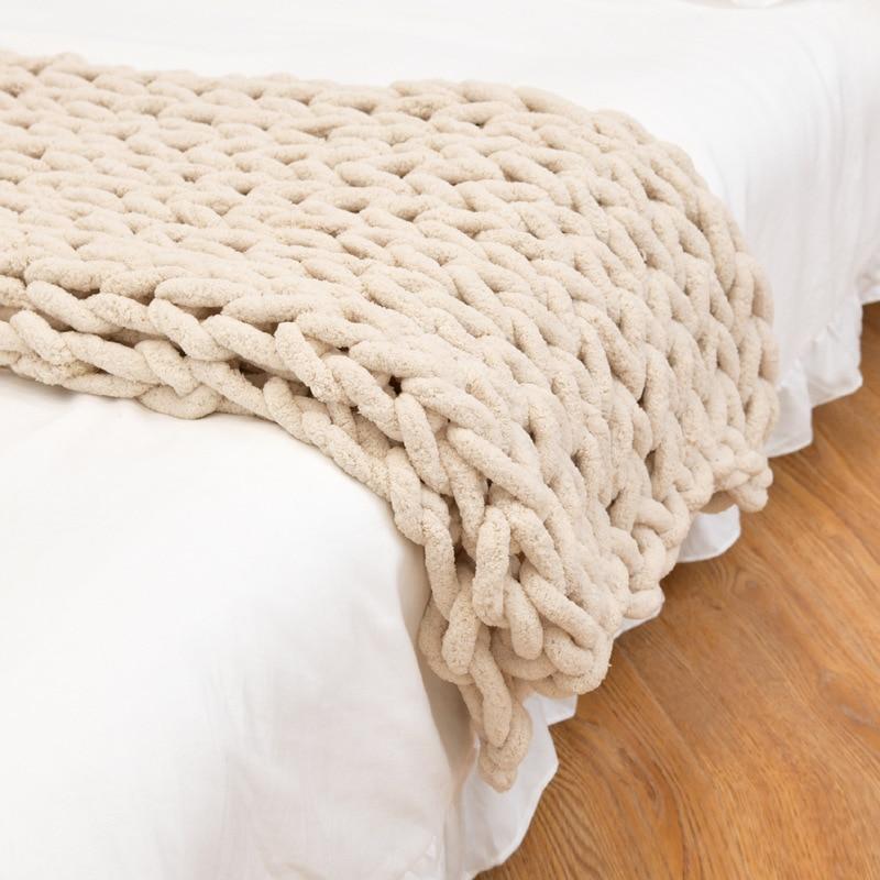Chenille Gebreide Plaid Grof Gebreid Dikke Kabelstructuur Fleece Deken Zachte Woonplaid Bank Bed Decoratief