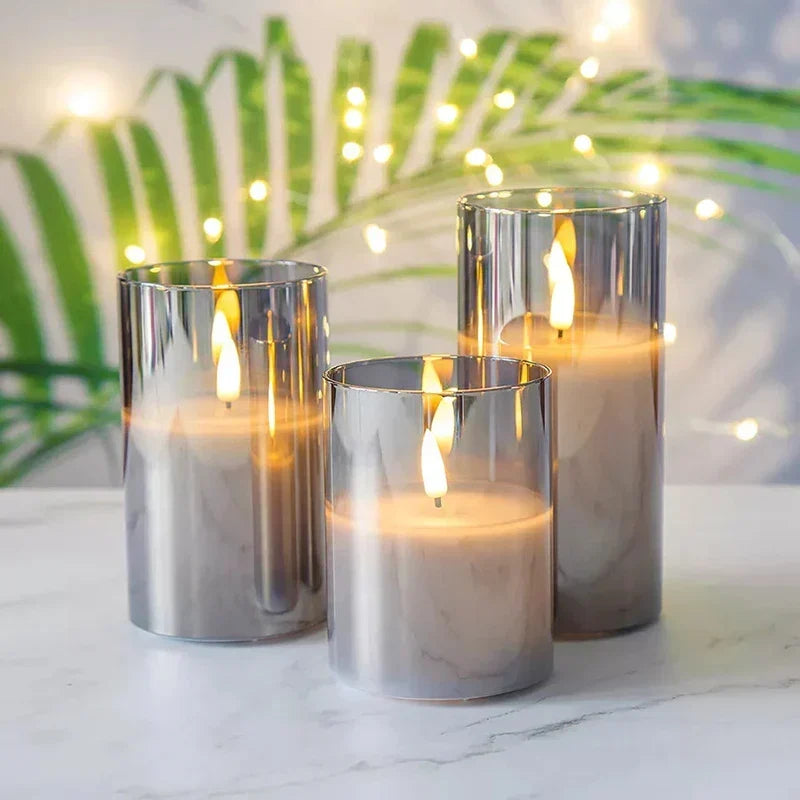 Draadloze LED-Kaarsen Set 3 Stuks Vlameffect Afstandsbediening Timer Warm Wit Sfeerlicht Woonkamer Decoratie