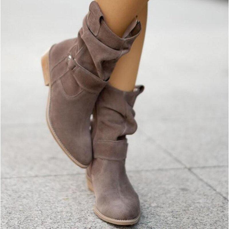 Dames Enkellaarsjes Warm Gevoerd Lage Hak met Rits Ronde Neus Voetwelf Ondersteuning Herfst Winter Comfort