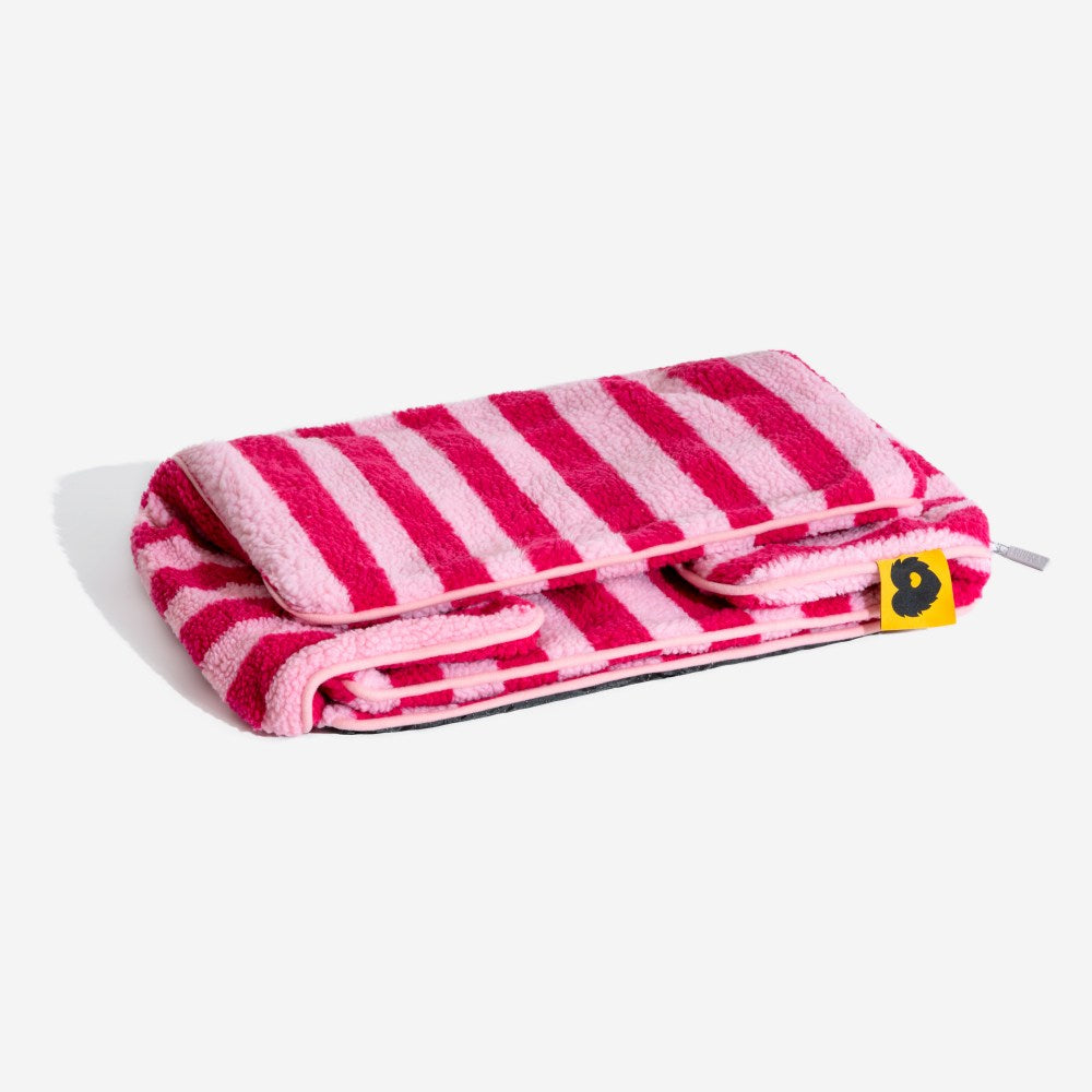 Gestreepte Pluche Hondenbed Tweelaags Kunstlam Warm Afneembaar Beige Roze Zwart M L XL 2XL Huisdier Comfort