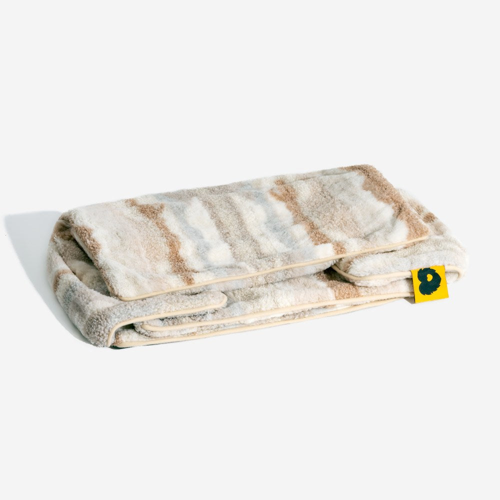 Gestreepte Pluche Hondenbed Tweelaags Kunstlam Warm Afneembaar Beige Roze Zwart M L XL 2XL Huisdier Comfort