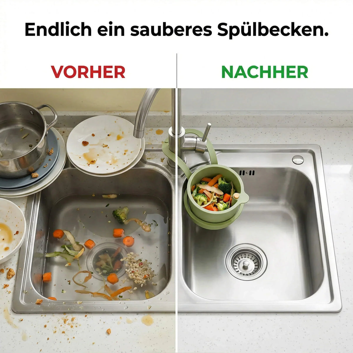 Hangend Afdruipmandje Keuken 2-Delig Filter Klik-Systeem PP BPA-vrij 20x14x13cm Groente Fruit Afgieten Aanrecht Gootsteen Filtermand Kraanrek