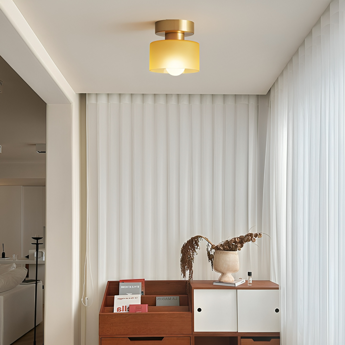 Cilindervormige Plafondspot E27 Metaal Glas Warm Wit Licht Bauhaus Stijl Hal Slaapkamer Woonkamer Verlichting