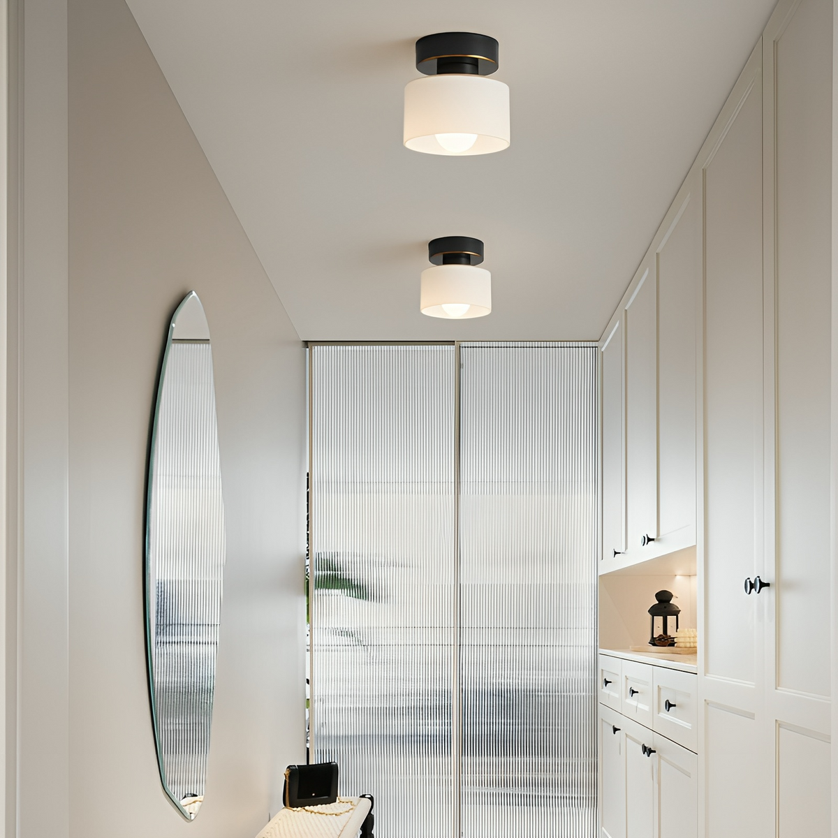 Cilindervormige Plafondspot E27 Metaal Glas Warm Wit Licht Bauhaus Stijl Hal Slaapkamer Woonkamer Verlichting