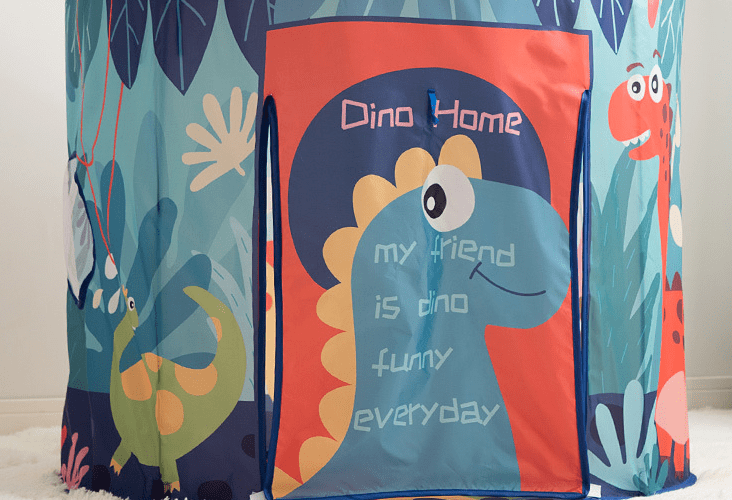 Kinderspeeltent Tipi Dinosaurus Marineblauw Polyester 120cm Opvouwbaar Speelhuis Binnen Buiten Kinderkamer