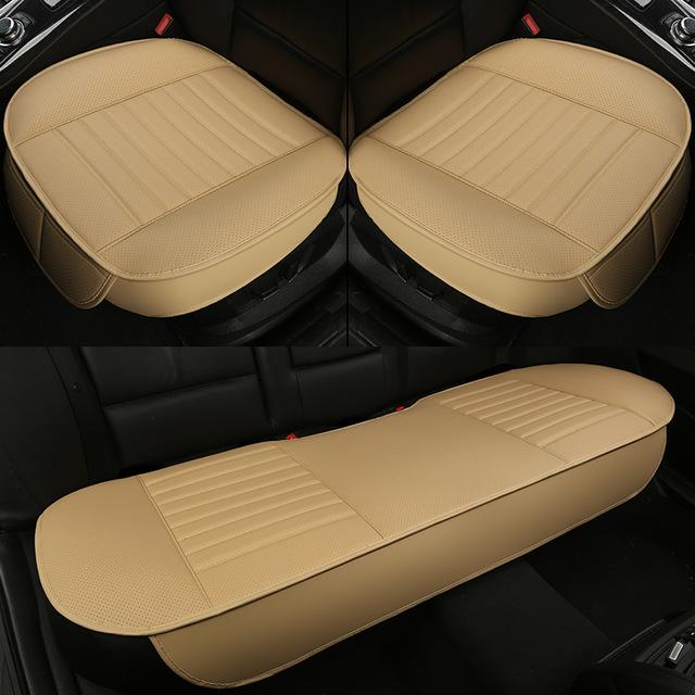 Autostoelkussen Bamboe Houtskool Leer Geurwerend Ademend met Opbergvak Zwart Grijs Oranje Beige Auto