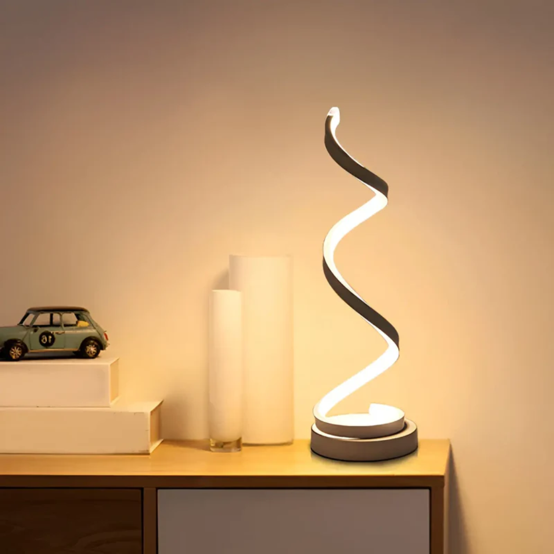 Dimbare Moderne Spiraalvormige Tafellamp 19W - Stijlvolle Gebogen Bureaulamp met Zachte Verlichting en Energiezuinige LED voor Thuis en Kantoor