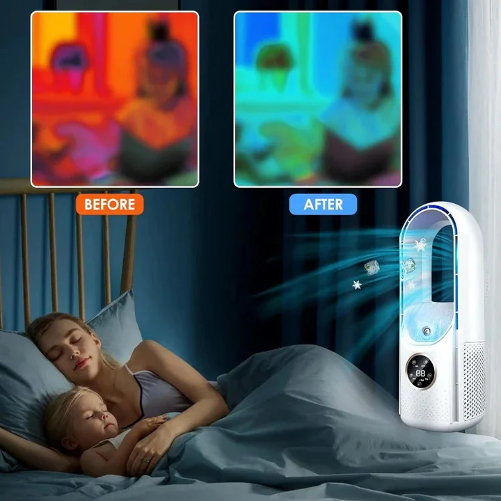 Bladloze Stille Draagbare Luchtkoeler Compacte Tafelventilator Modern Design Instelbare Snelheden Energiezuinig Thuis Kantoor
