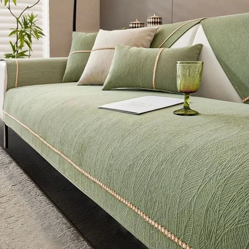Bankhoes Hond Antislip Katoen-Linnen 70x210 tot 110x240 cm Wasbaar op 30 Graden Wit Beige