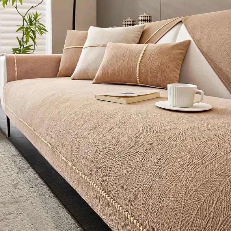 Bankhoes Hond Antislip Katoen-Linnen 70x210 tot 110x240 cm Wasbaar op 30 Graden Wit Beige