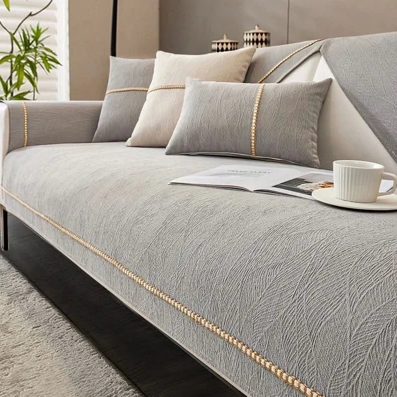Bankhoes Hond Antislip Katoen-Linnen 70x210 tot 110x240 cm Wasbaar op 30 Graden Wit Beige