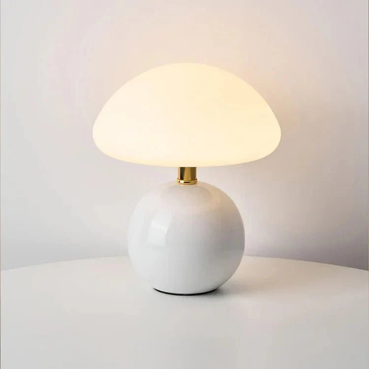 Dimbare LED Paddenstoellamp Retro Design Tafellamp Keramiek Mat Glas 3 Lichtstanden Sfeerlamp Bureau