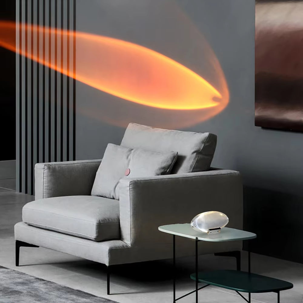 Ovale Kristallen Tafellamp met Chroom Sokkel - LED Sfeerverlichting in Warm Wit, Blauw-Paars of Zonsondergangstinten - Stemmingslicht voor Slaapkamer en Woonruimte