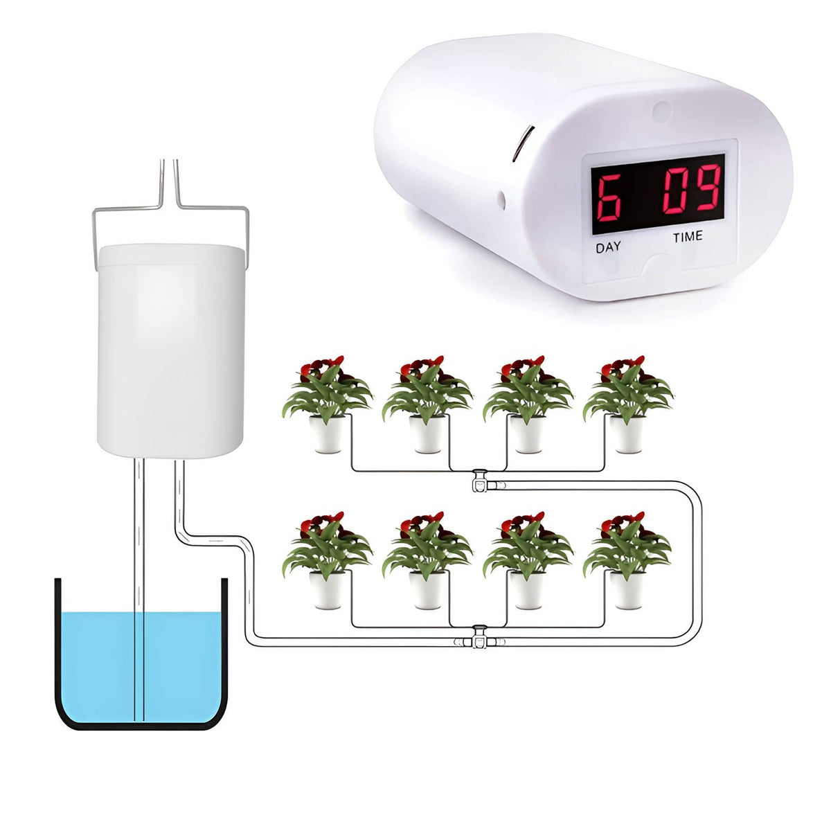 Automatische Waterpomp Timer Planten Irrigatie Systeem USB Oplaadbaar LCD Display 2-8 Potten Tuinbewatering