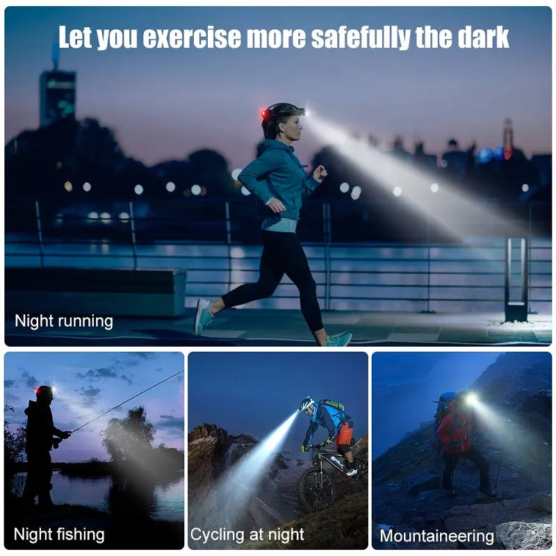 Oplaadbare Hoofdlamp LED 2000 Lumen Verstelbare Zoom Waterdicht Hoofdverlichting voor Outdoor Wandelen Kamperen
